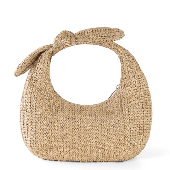 Summer Clutch Purses 2025 Knot Bow Top Handle Straw Crescent Handbag T_T - Picture 1 of 7